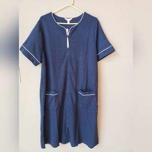 Secret Treasures Long Zip Front Robe - Navy Blue